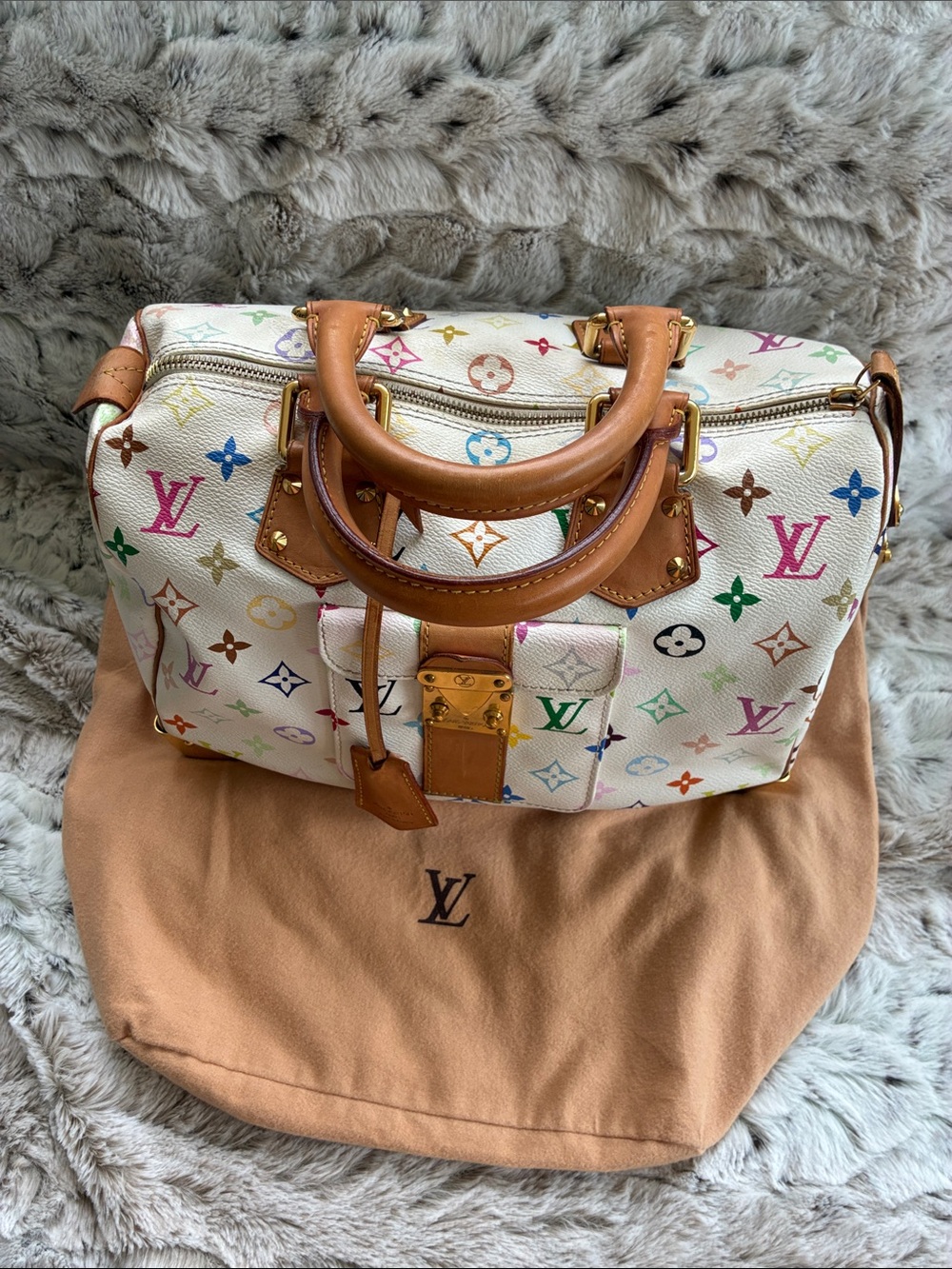 Louis Vuitton Speedy 30 Murakami Multicolor on White S Lock VGUC - Picture 3 of 17